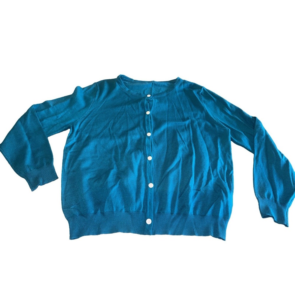 Women's Lightweight Button Up Cardigan Turquoise 1XL